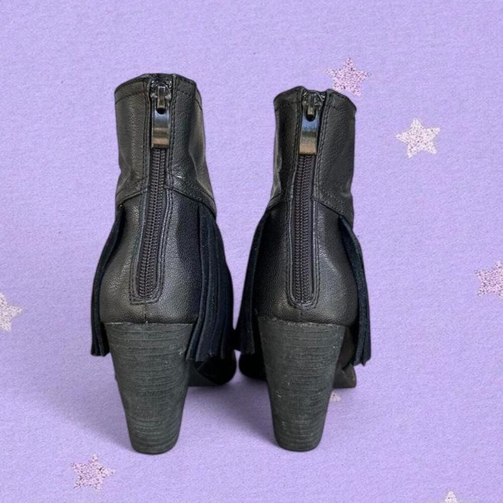 Black leather fringe boots - Picture 7 of 8